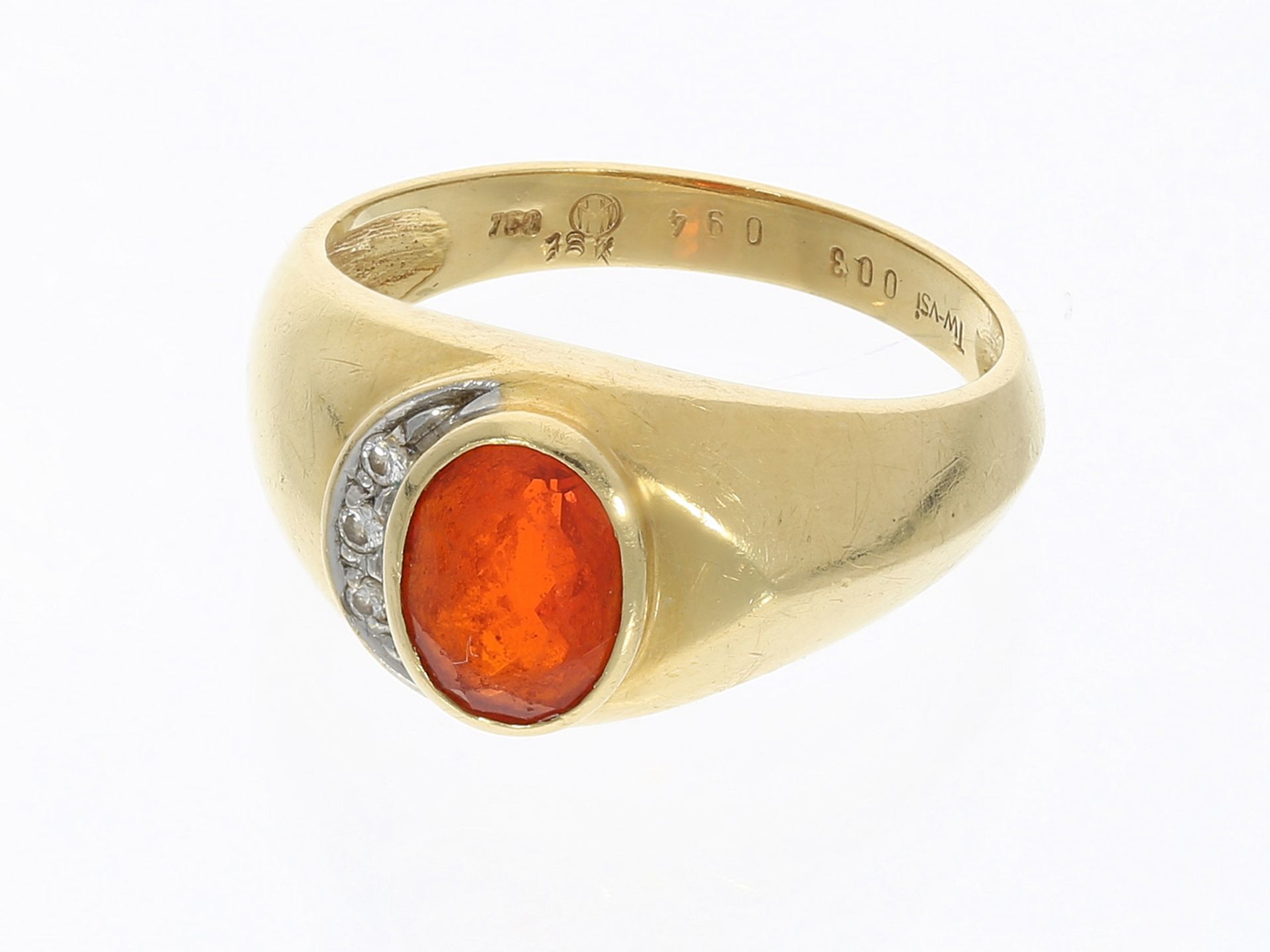 Ring: vintage Goldring mit Feueropal- und Brillantbesatz - Image 2 of 2