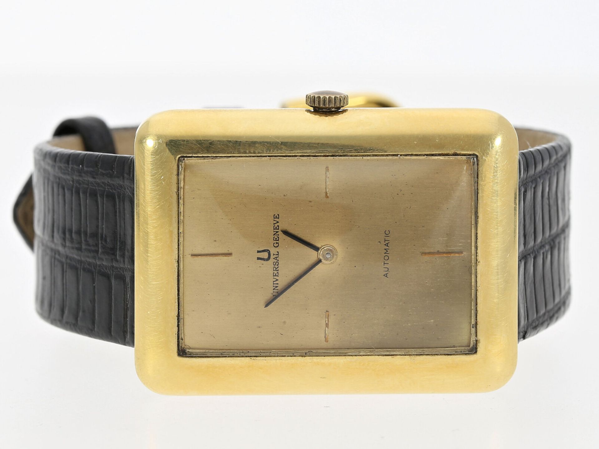 Armbanduhr: große 18K Gold Universal Geneve "Golden Shadow" Automatik, ca. 1950 - Bild 2 aus 4