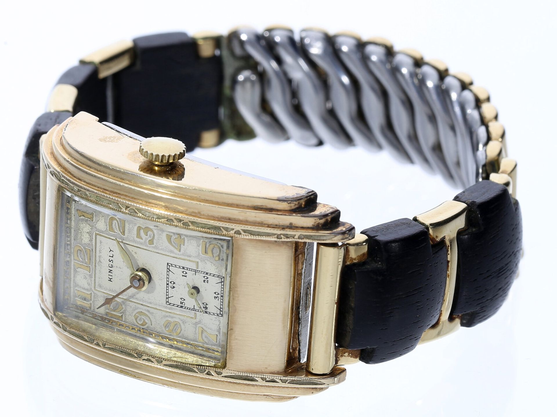 Seltene, vergoldete Art déco Armbanduhr der Marke "Kinsley", sog. "Driver's Watch - Bild 2 aus 3
