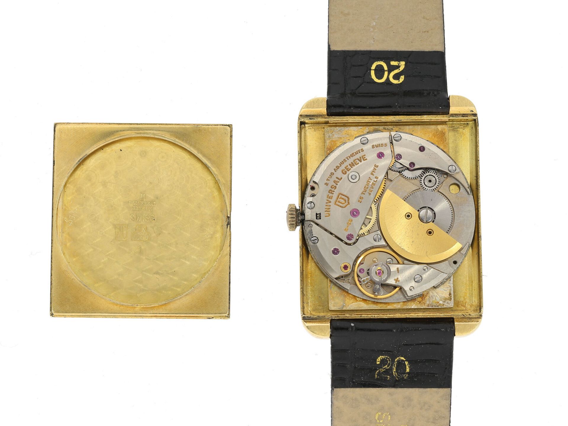 Armbanduhr: große 18K Gold Universal Geneve "Golden Shadow" Automatik, ca. 1950 - Image 4 of 4