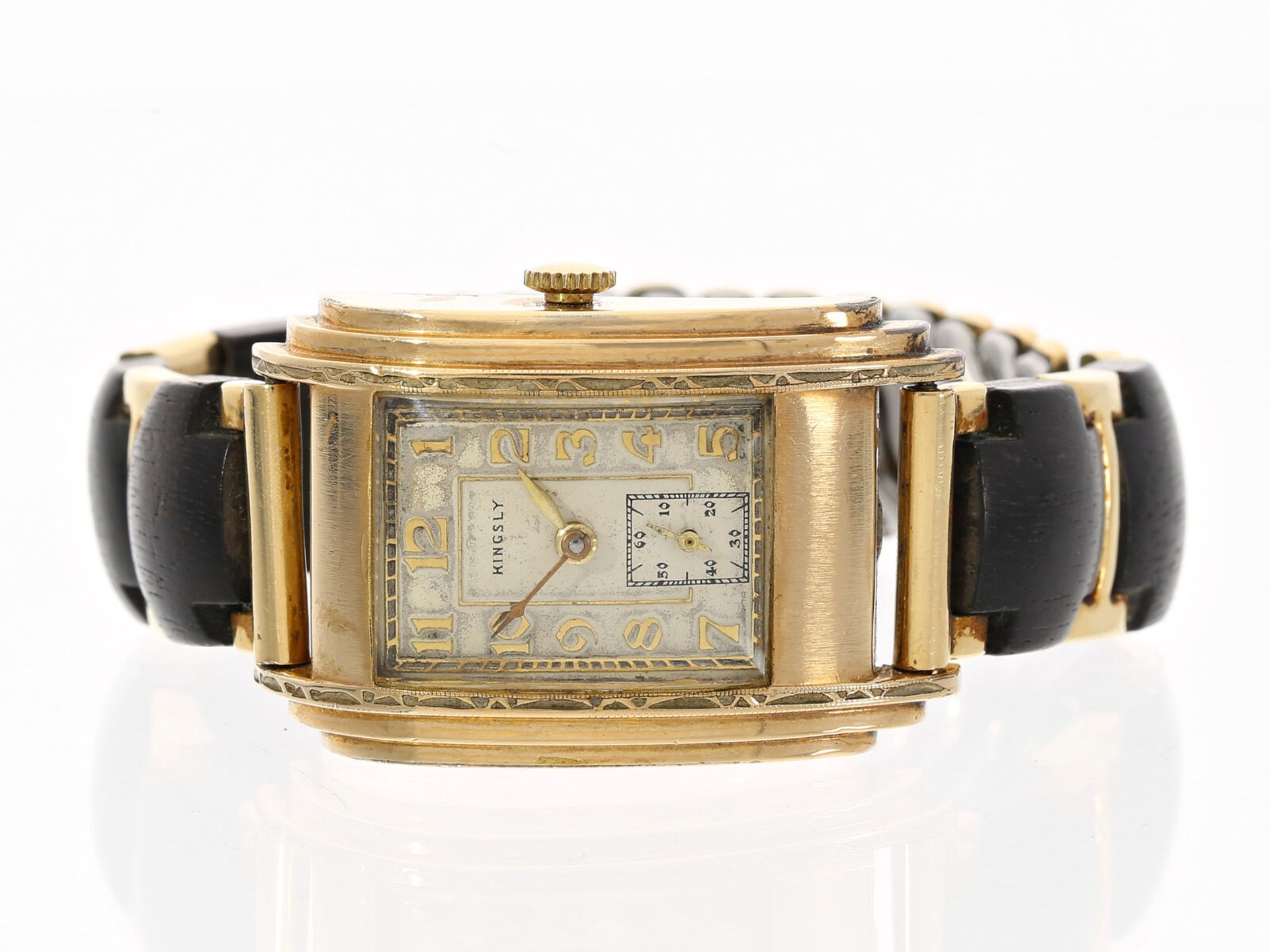 Seltene, vergoldete Art déco Armbanduhr der Marke "Kinsley", sog. "Driver's Watch