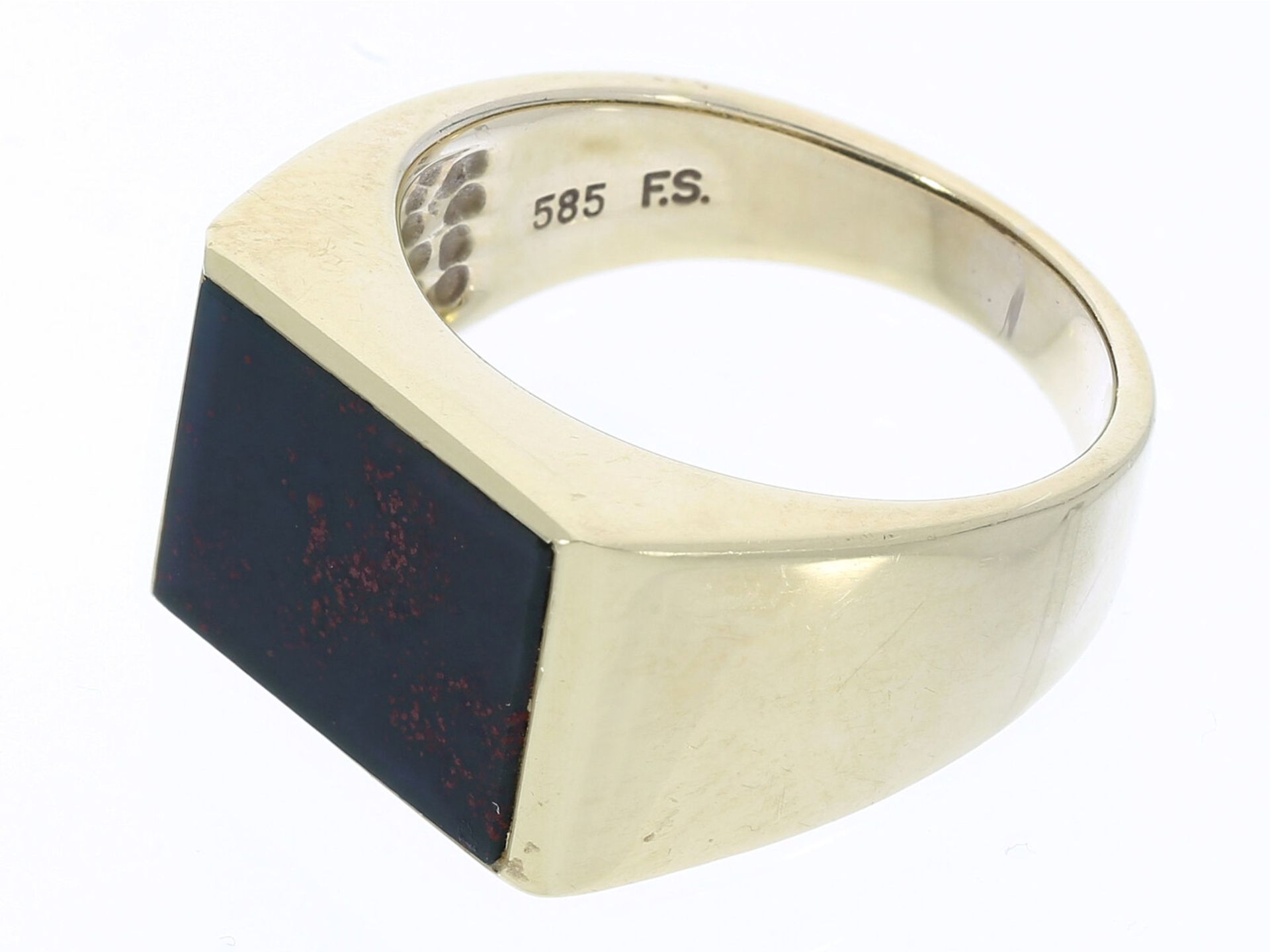 Ring: Klassischer goldener vintage Herren-Siegelring mit Jaspis - Bild 2 aus 3