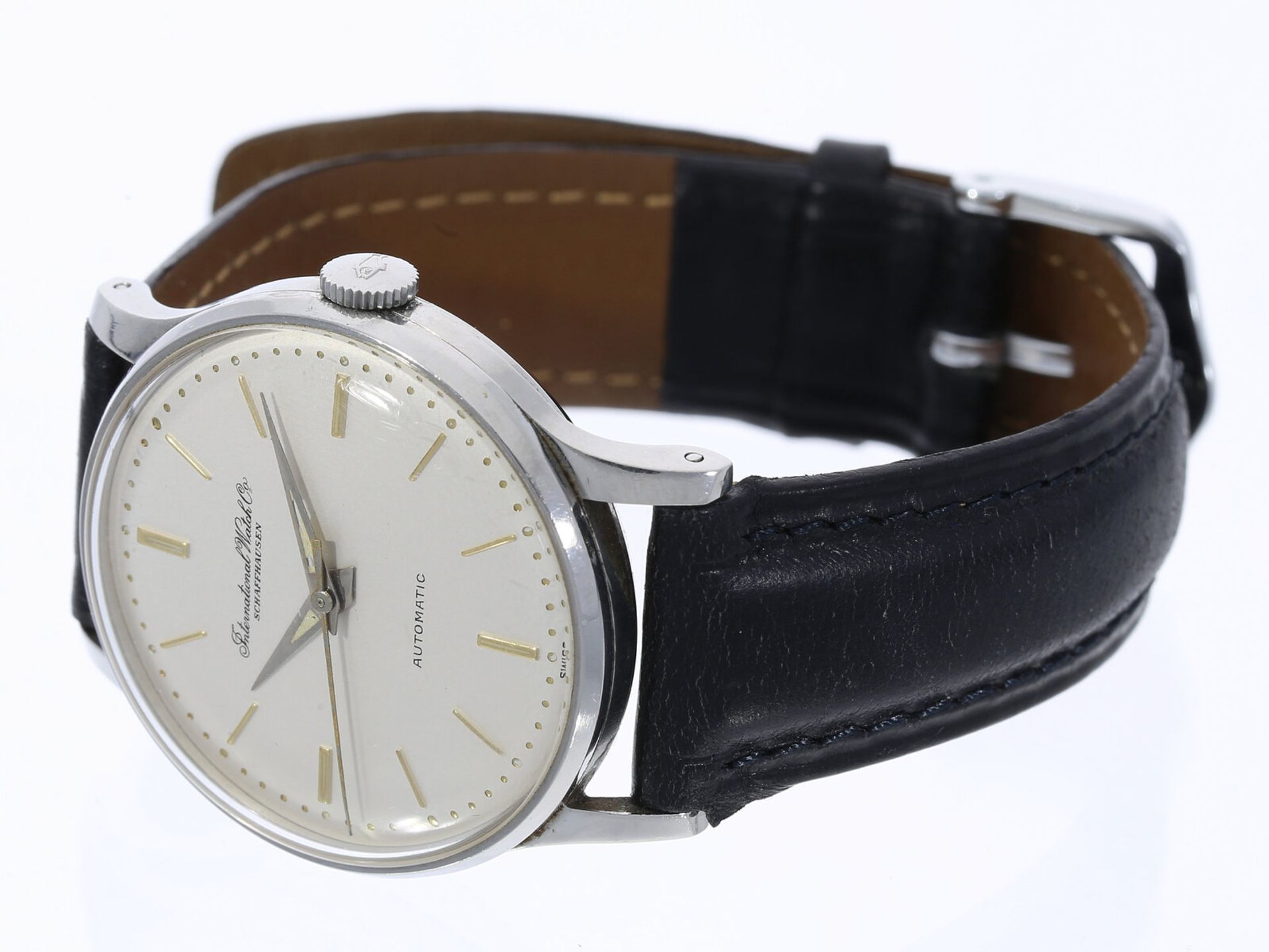 Armbanduhr: IWC Automatic in Edelstahl mit Zentralsekunde, Schaffhausen 1954 - Bild 2 aus 3