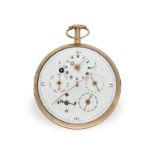 Taschenuhr: sehr seltene, große astronomische 18K Gold Taschenuhr mit Zentralsekunde, Edward Howard