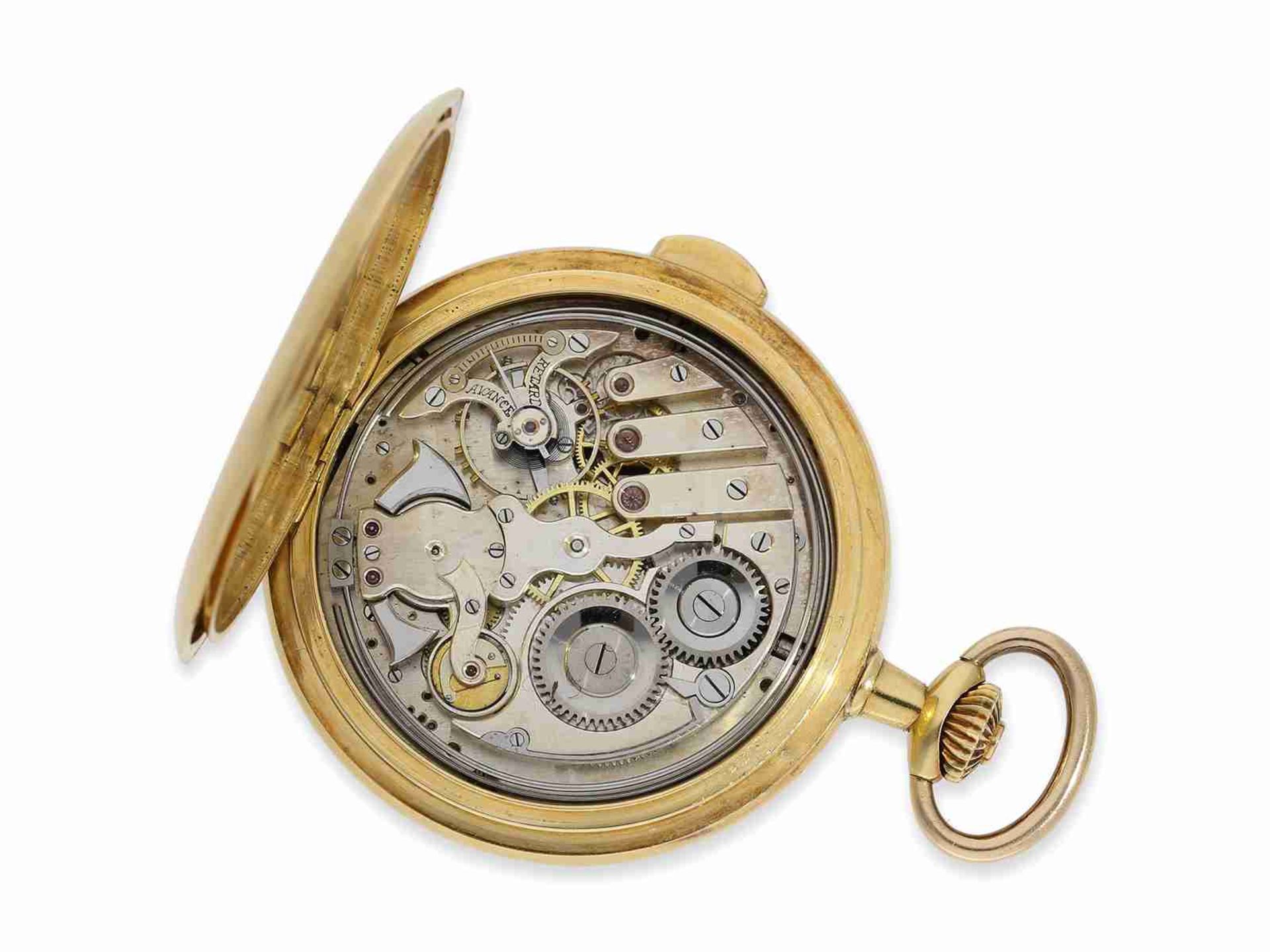 Taschenuhr: gut erhaltene, seltene Taschenuhr mit Minutenrepetition, Movado um 1920 - Bild 2 aus 7