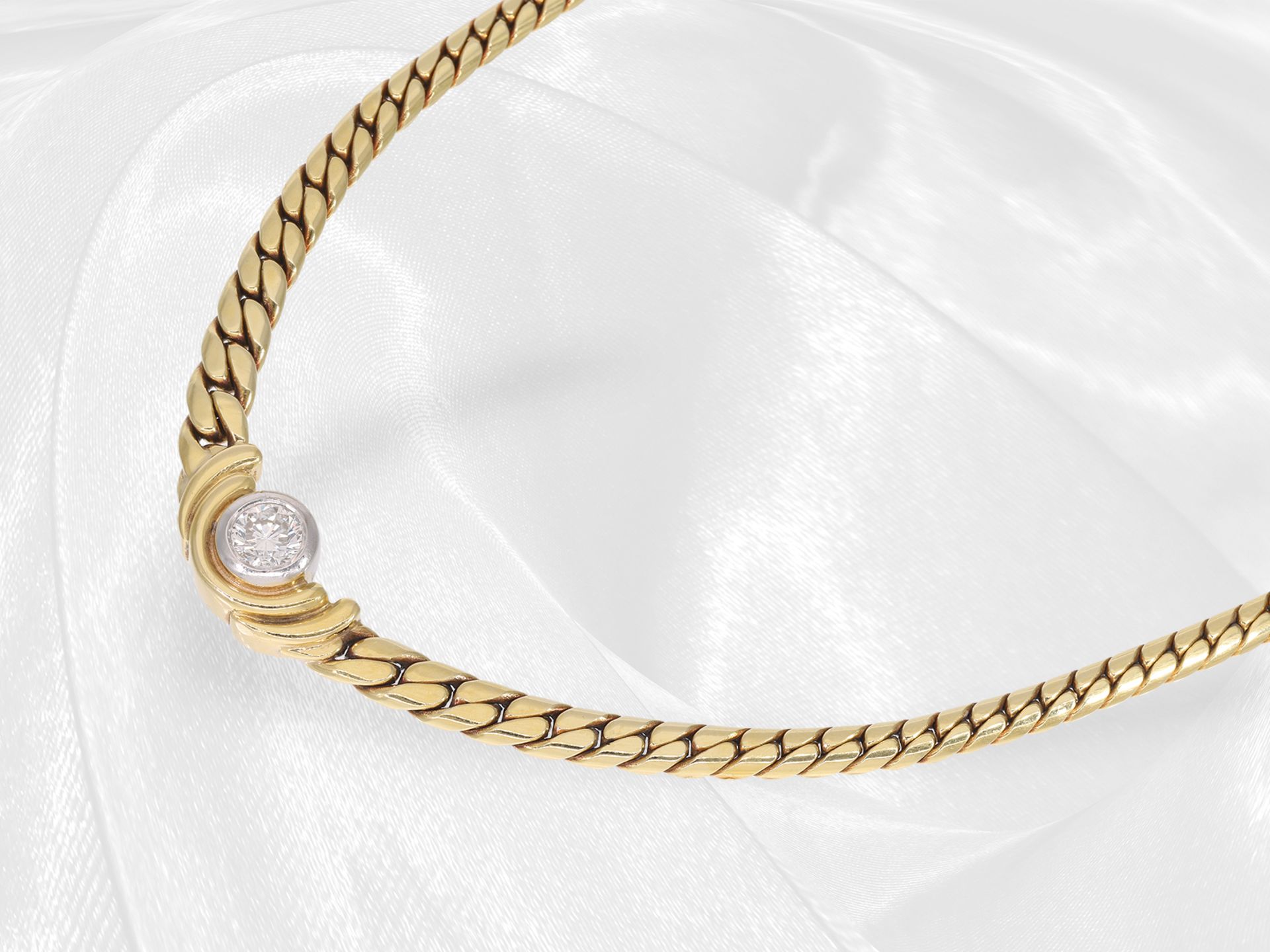 Necklace/collier: decorative solid curb chain necklace with solitaire/brilliant, half carat, approx. - Image 5 of 6