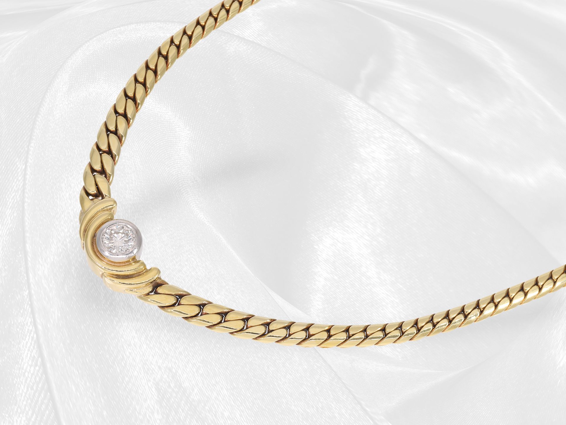 Necklace/collier: decorative solid curb chain necklace with solitaire/brilliant, half carat, approx. - Image 6 of 6