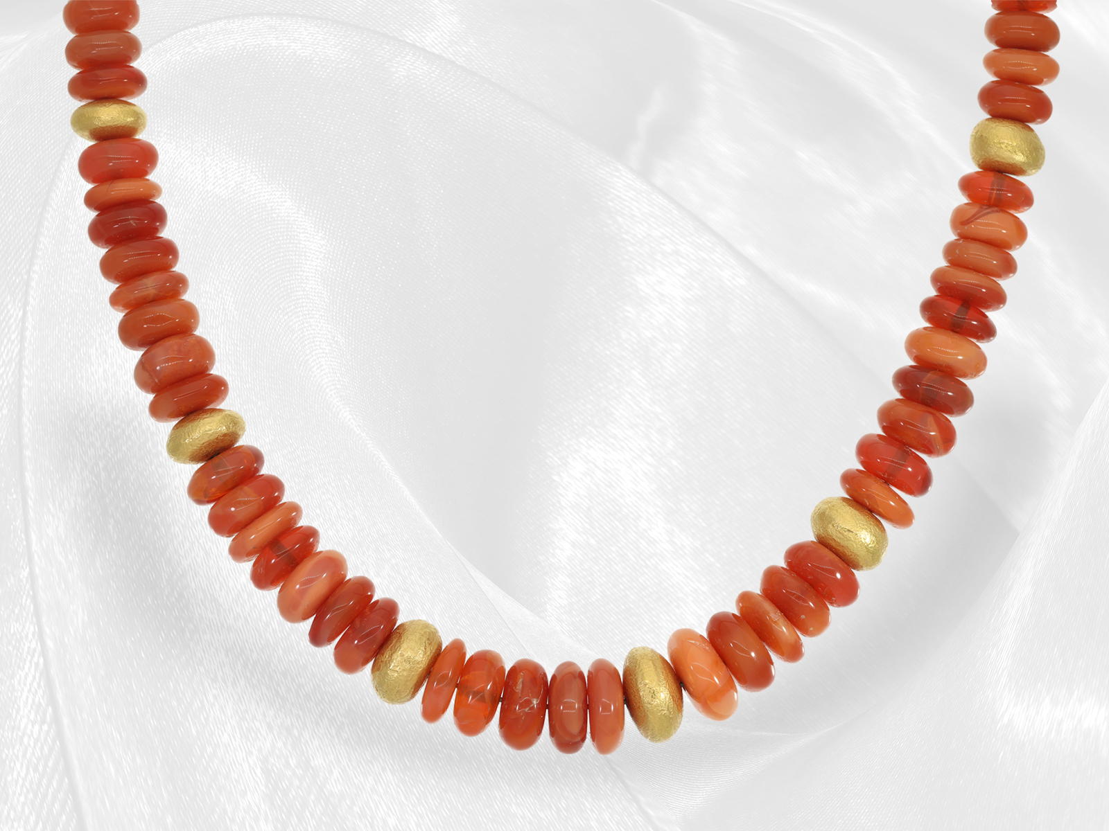 Very valuable necklace made of beautiful Mexican fire opal, like new