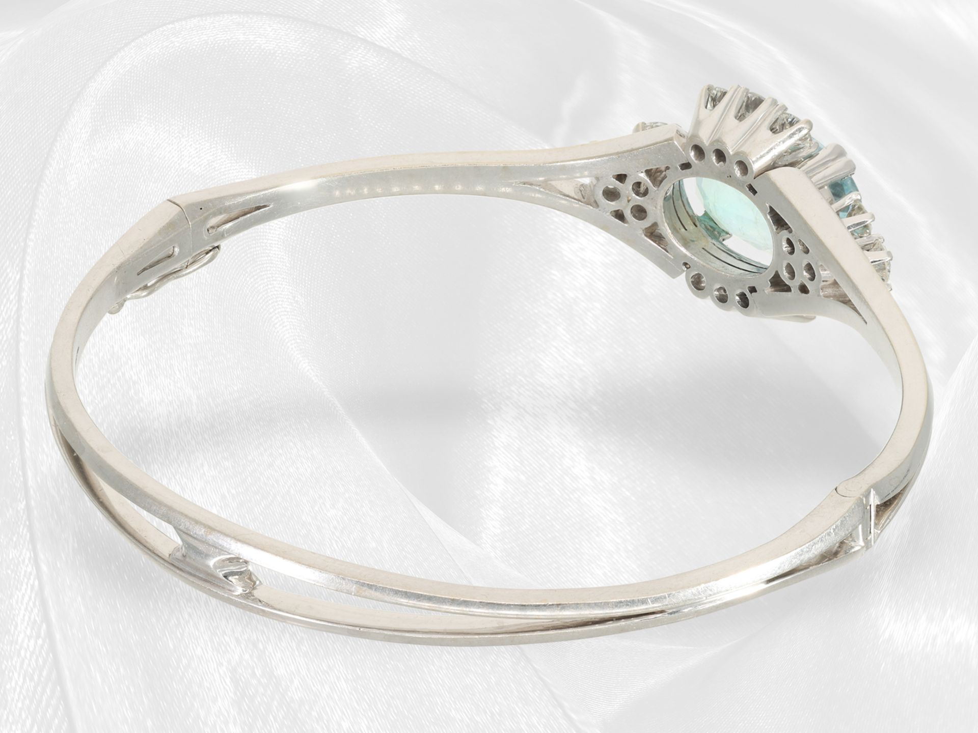 High-quality, very beautiful vintage aquamarine/brilliant-cut diamond goldsmith's bangle, approx. 7c - Image 8 of 8