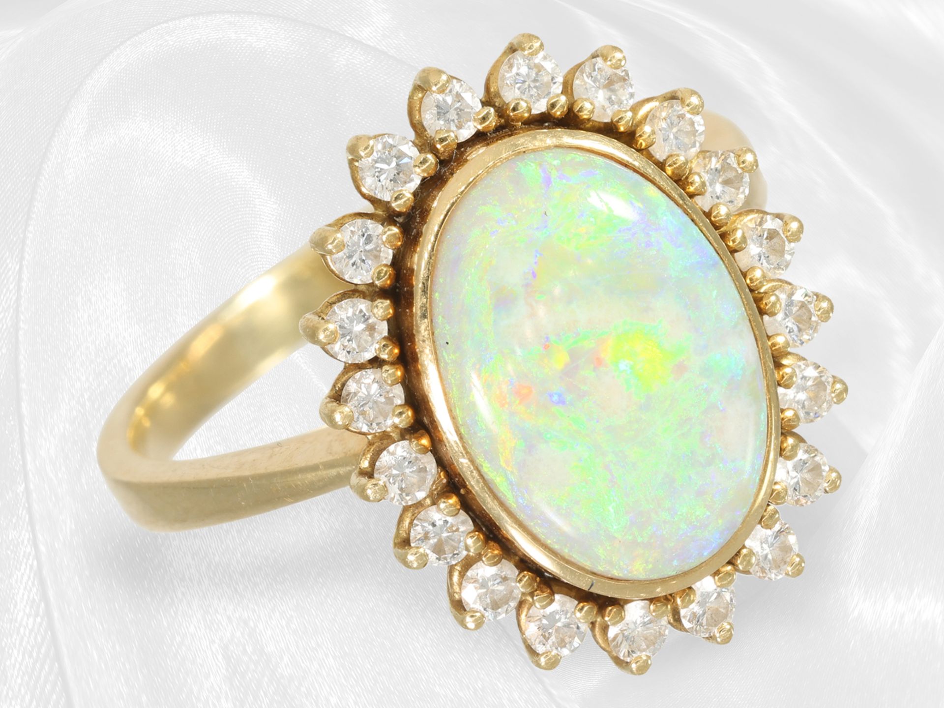 Beautiful vintage gold opal/brilliant-cut diamond gold ring - Image 5 of 8