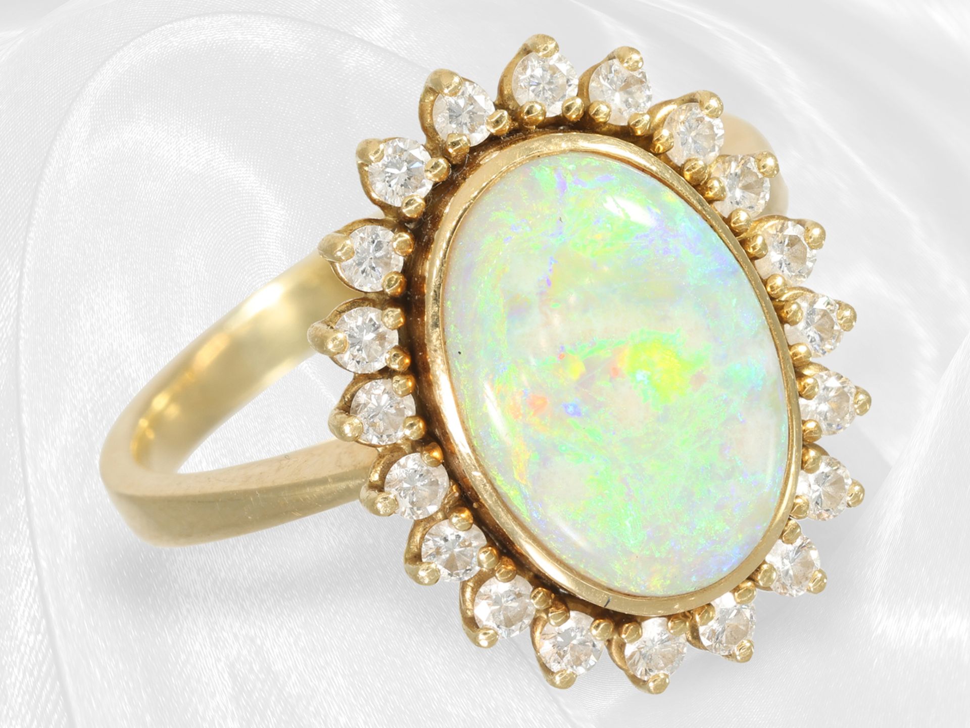 Beautiful vintage gold opal/brilliant-cut diamond gold ring - Image 6 of 8