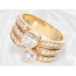 Ring: Breiter und solide gefertigter Goldschmiedering mit Brillant-/Diamantbesatz, ca. 1,71ct, 18K G