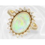 Ring: Sehr schöner goldener vintage Opal/Brillant-Goldschmiedering