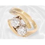 Ring: vintage Goldschmiedering, ca. 0,9ct Brillanten