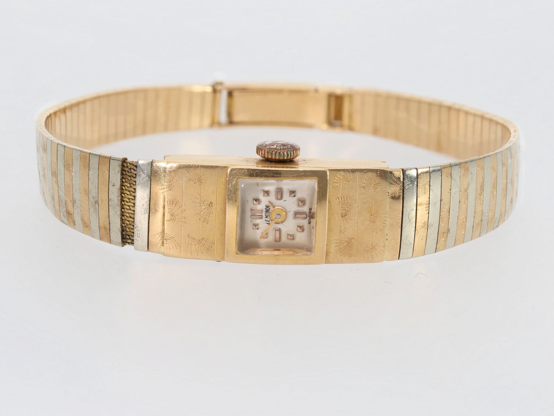 Armbanduhr: goldene vintage Bicolor-Damenuhr "Le Monde" - Image 2 of 6