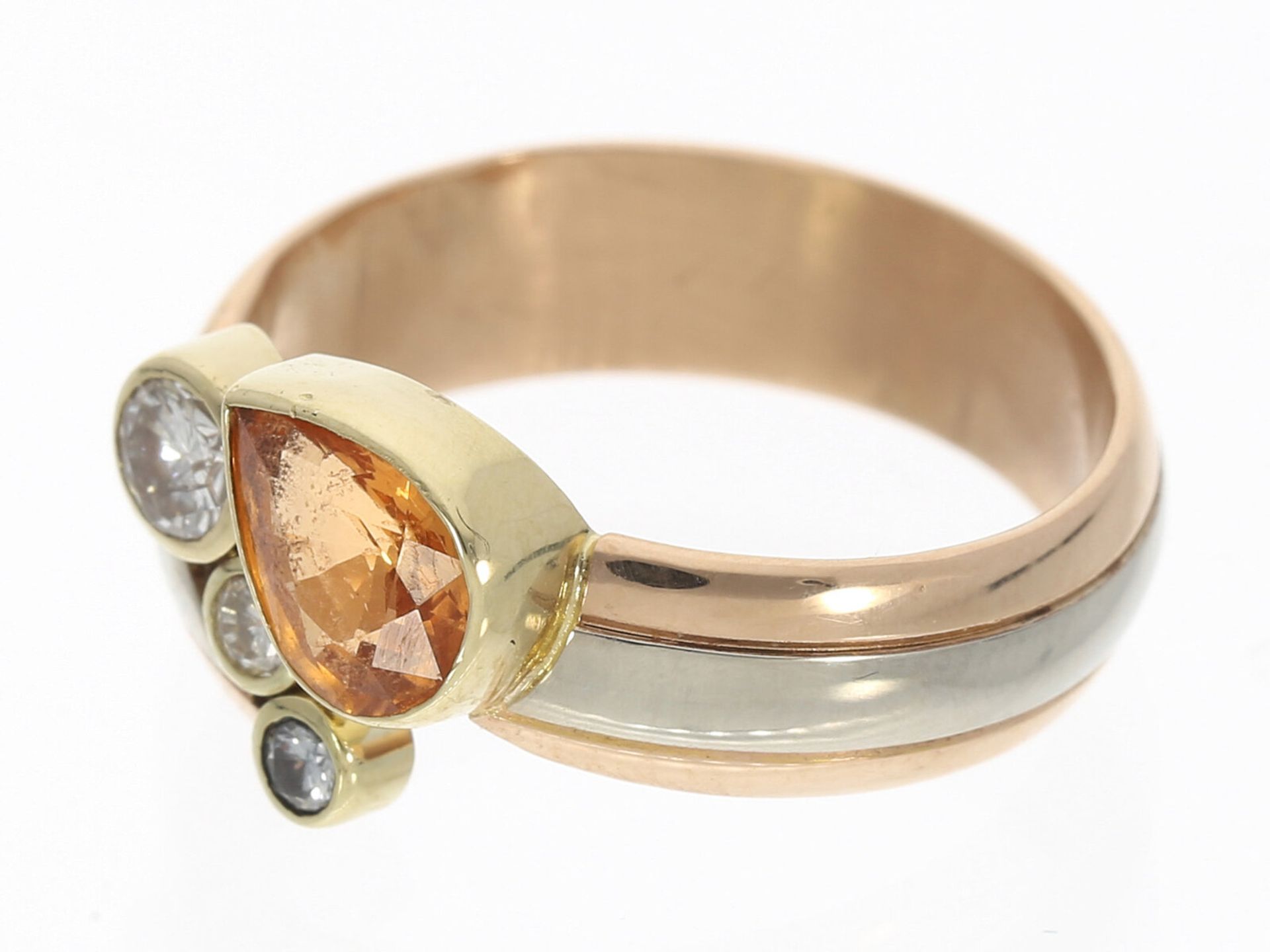 Ring: Schöner Bicolor-Goldschmiedering mit Citrin und Brillanten - Image 2 of 3