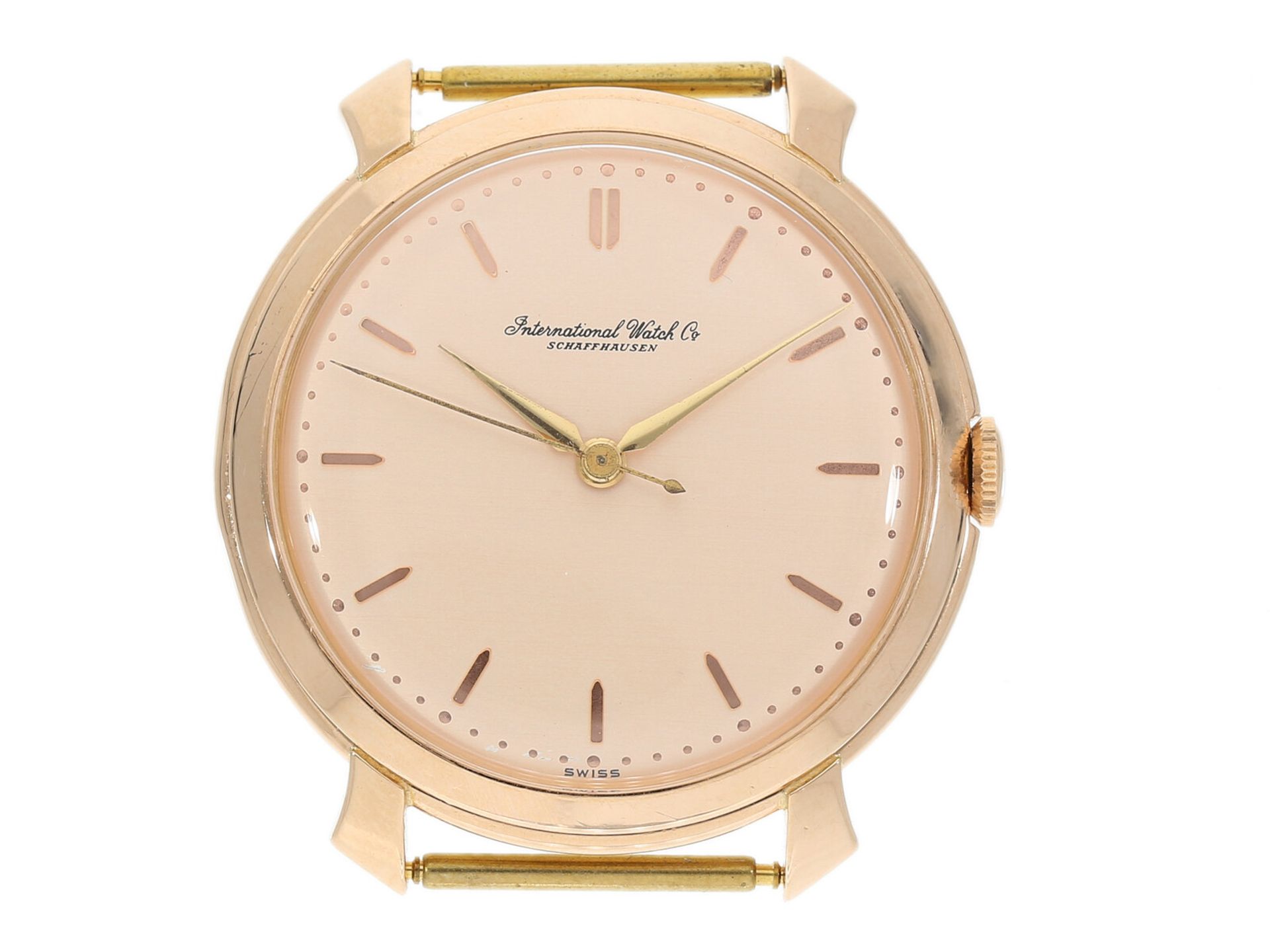 Armbanduhr: Besonders große vintage 18K "Pink Gold"Herrenuhr, IWC Schaffhausen, aus 1962