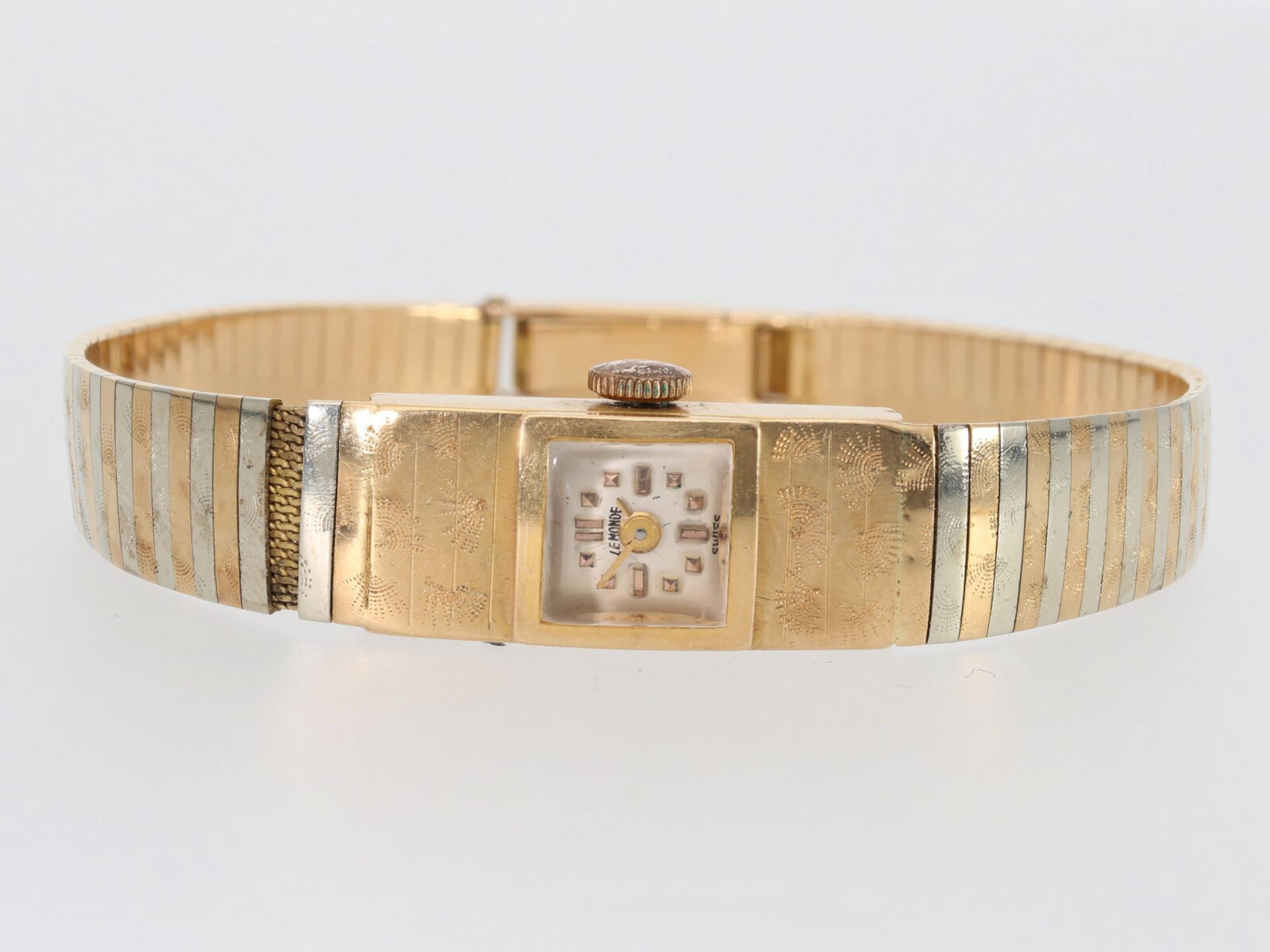 Armbanduhr: goldene vintage Bicolor-Damenuhr "Le Monde"