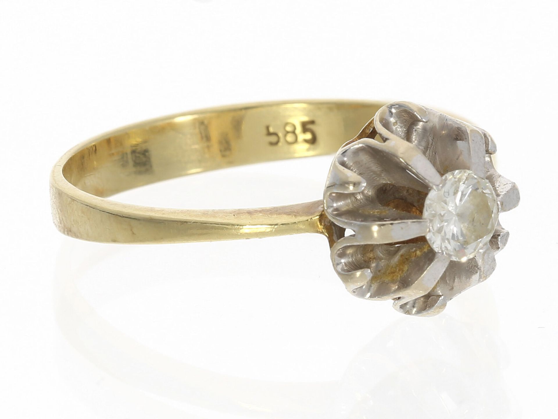 Ring: Vintage Solitär/Brillant-Goldschmiedering, Brillant von ca. 0,23ct - Image 2 of 2