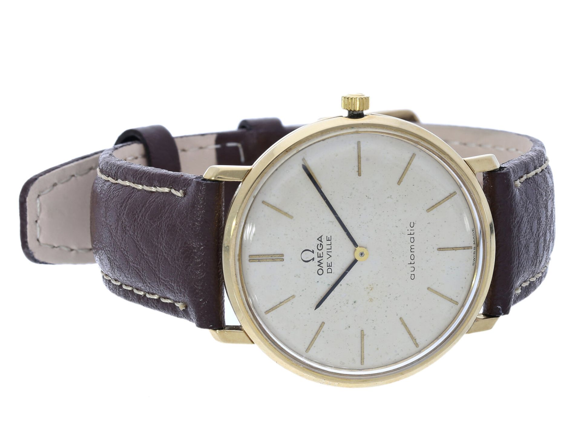 Armbanduhr: Vergoldete, automatische vintage Omega De ville Herrenuhr aus 1964