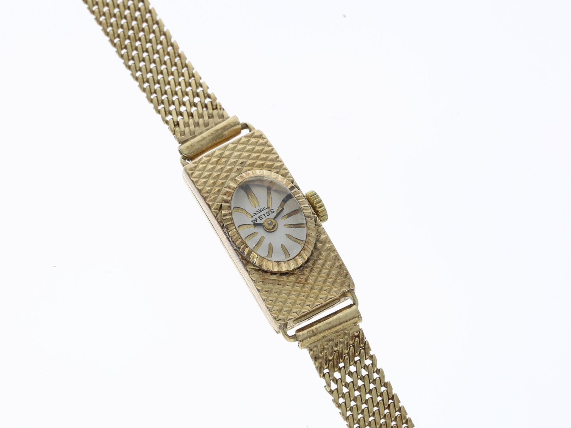 Armbanduhr: Goldene vintage Damenuhr der Marke Weiss, 14K Gold - Image 2 of 3