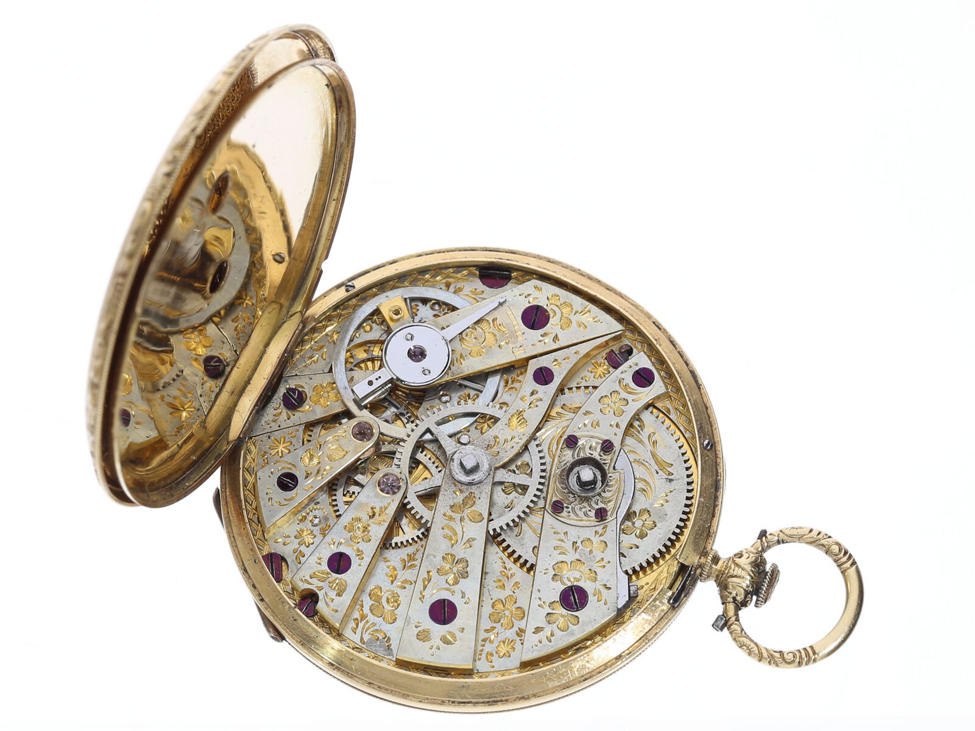 Goldene Taschenuhr sehr feiner Qualität, Sandoz & Fils No.54075, ca. 1840 - Bild 4 aus 4