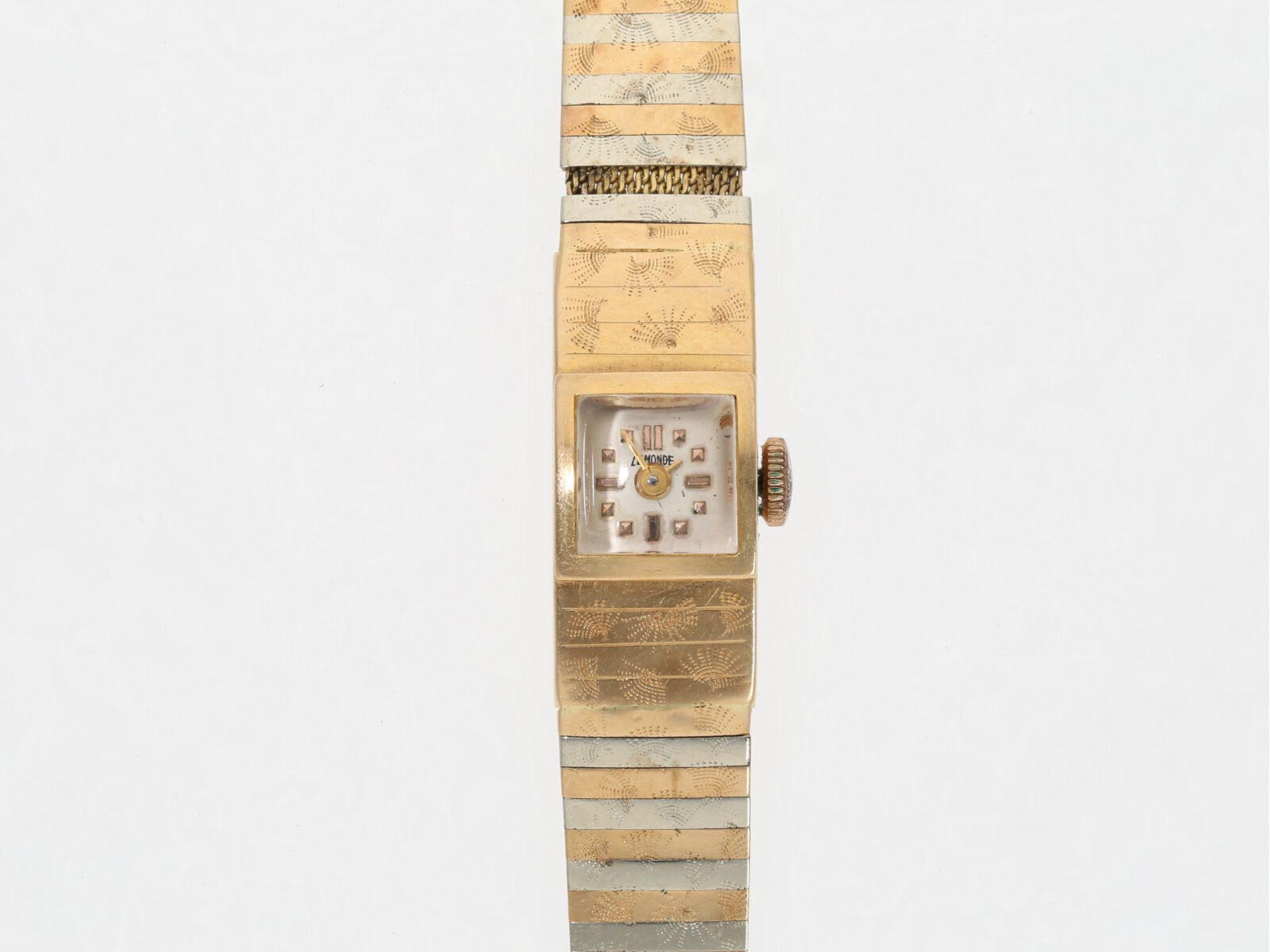 Armbanduhr: goldene vintage Bicolor-Damenuhr "Le Monde" - Image 4 of 6