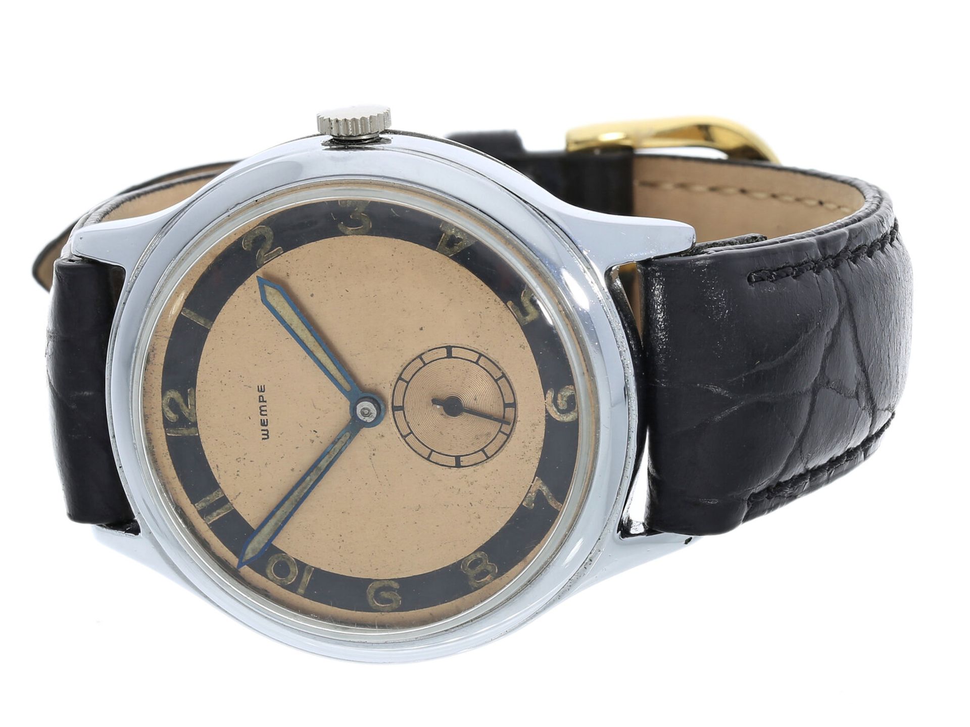 Armbanduhr: seltene Herrenuhr aus dem Hause Wempe, Handaufzug, 30er Jahre