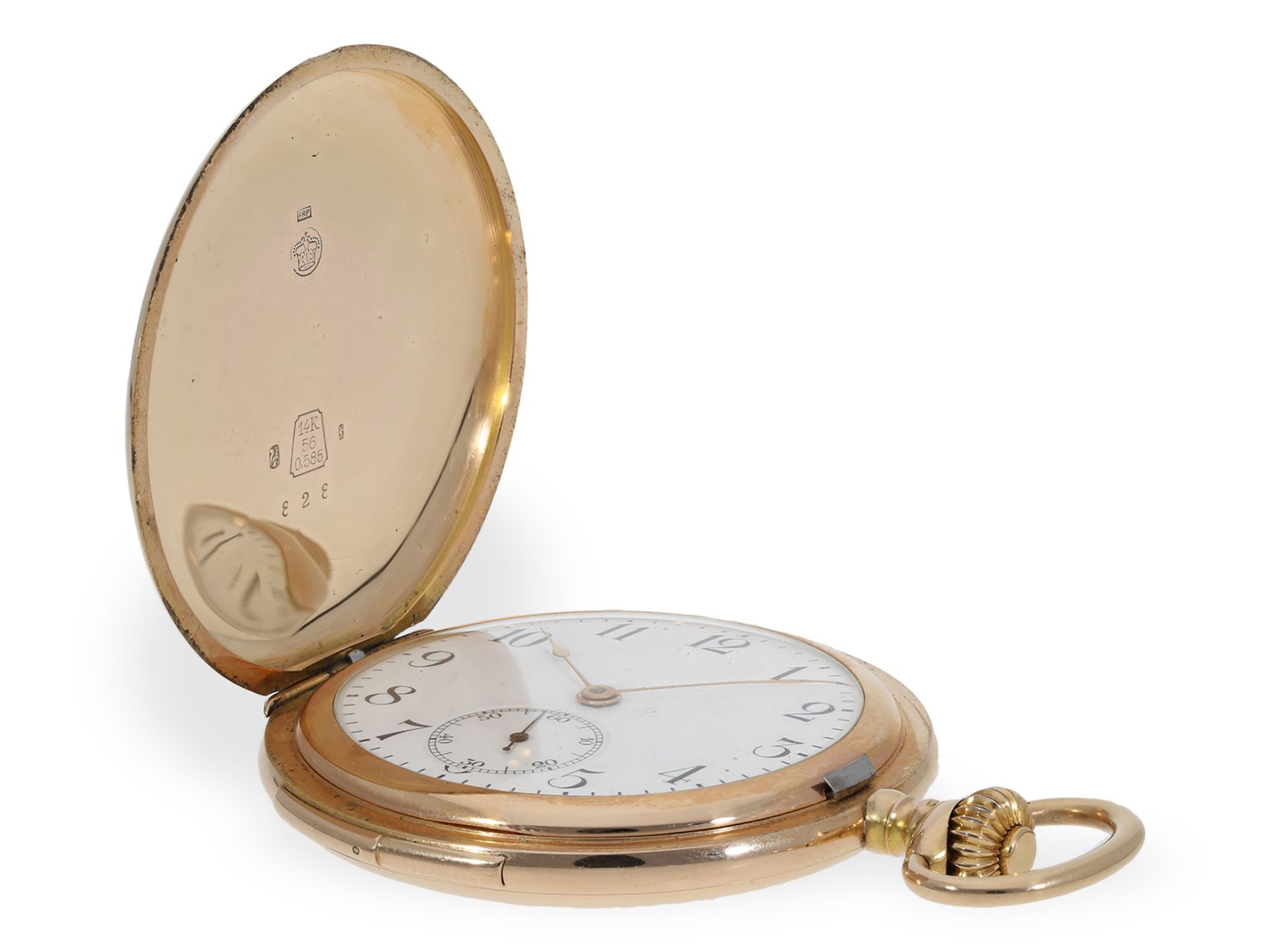 Pocket watch: very fine gold hunting case watch with quarter-hour repeater, probably Piguet calibre, - Image 4 of 6