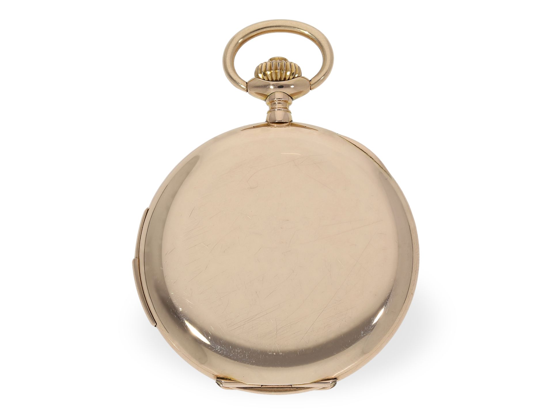 Pocket watch: very fine gold hunting case watch with quarter-hour repeater, probably Piguet calibre, - Image 6 of 6