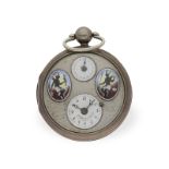 Taschenuhr: außergewöhnliche Spindeluhr mit Datum und Emaille-Kartuschen, Humbert-Droz, um 1800