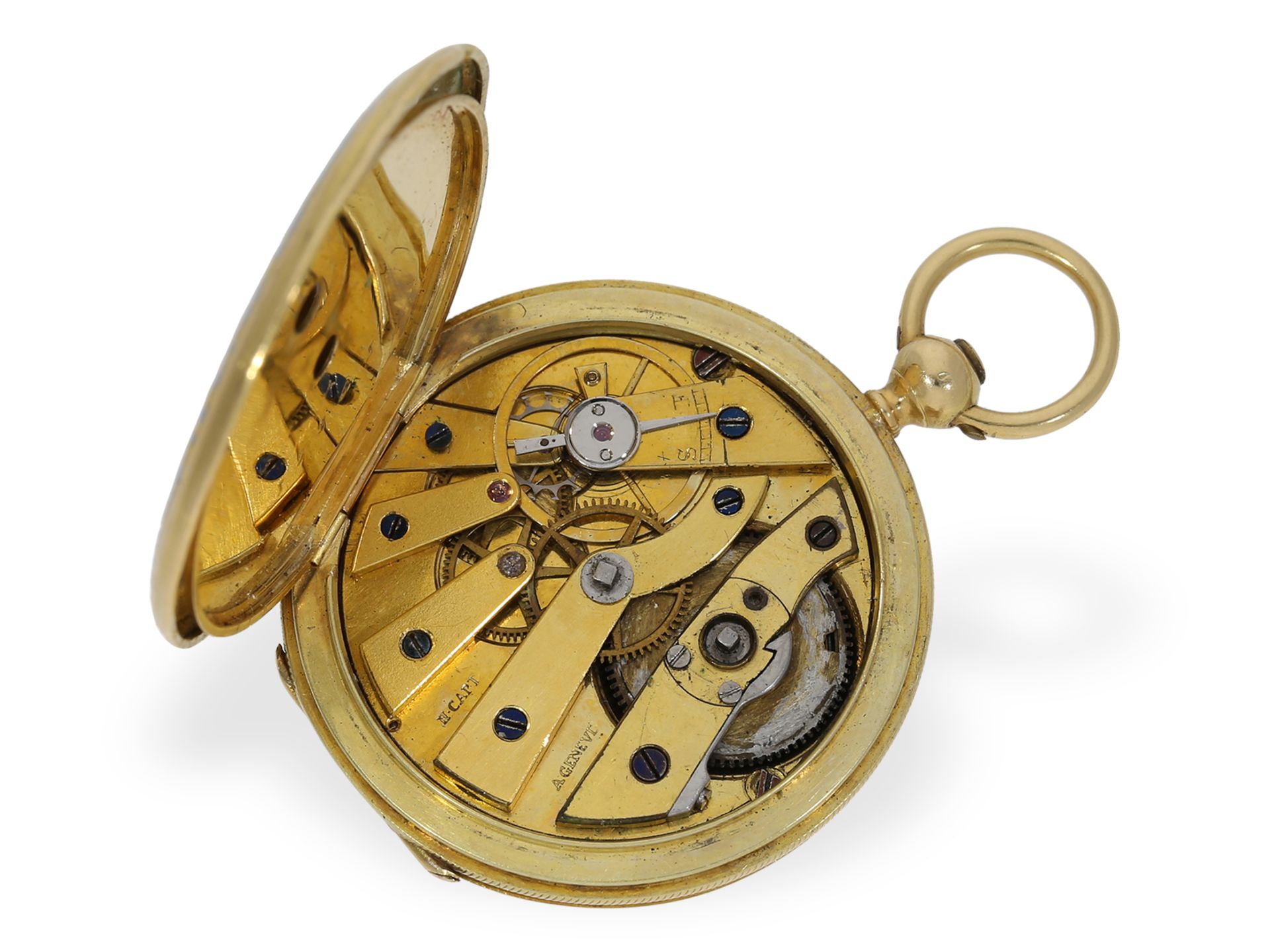 Pocket watch: top-quality gold/enamel hunting case watch, Henry Capt Geneve, ca. 1830 - Image 5 of 10