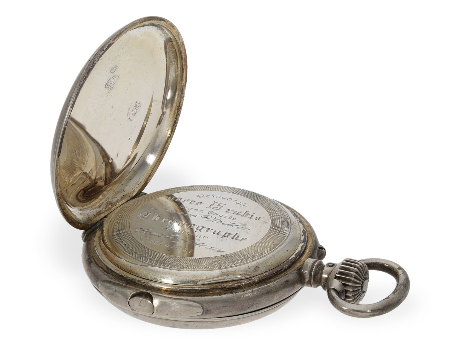 Pocket watch: technically interesting split-seconds chronograph, Bovet "Montre Universelle" ca. 1890 - Image 5 of 7