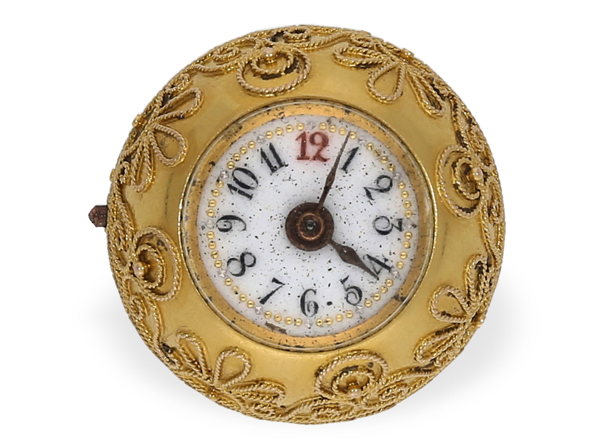 Anhängeuhr: feine "Boule de Geneve", um 1860, 18K Gold