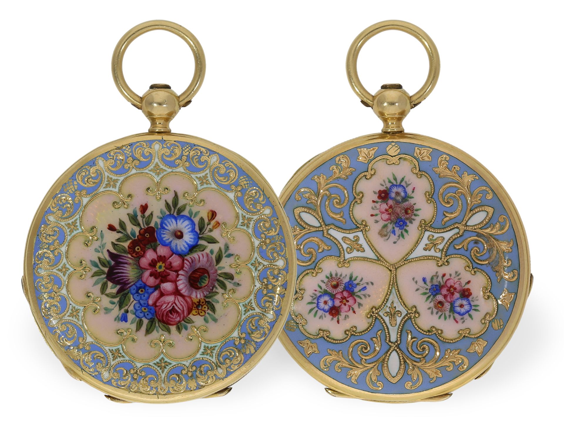 Pocket watch: top-quality gold/enamel hunting case watch, Henry Capt Geneve, ca. 1830