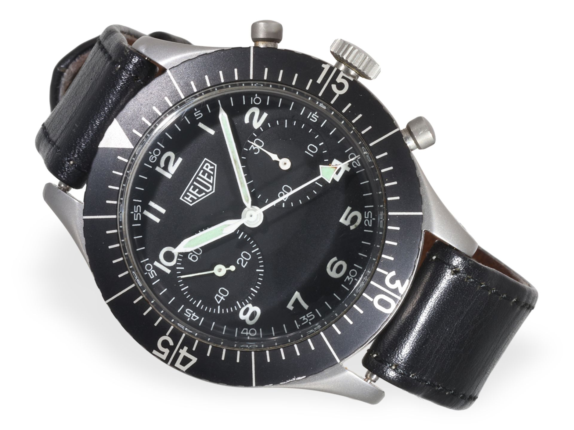 Wristwatch: Heuer Bundeswehr Flyback Pilot's Chronograph, German Air Force, 1970s