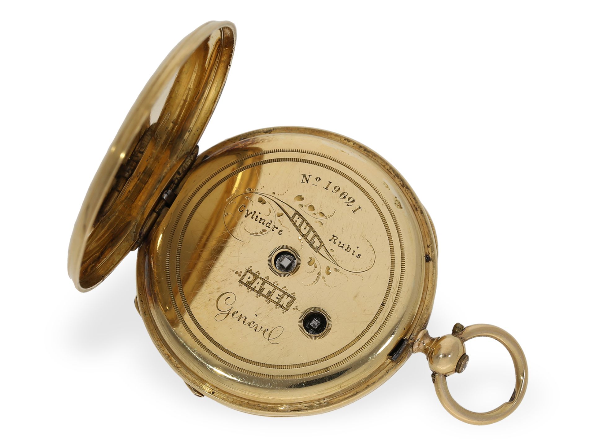 Pocket watch: early ladies' watch with key winding, Patek Geneve No. 19621, ca. 1860 - Image 3 of 7