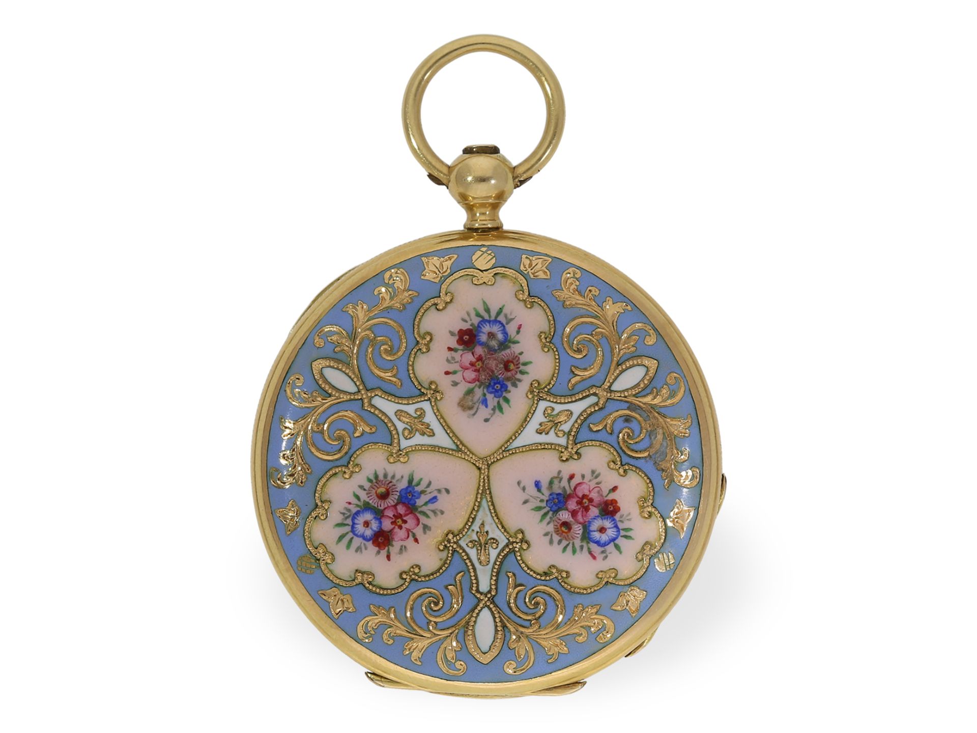 Pocket watch: top-quality gold/enamel hunting case watch, Henry Capt Geneve, ca. 1830 - Image 3 of 10