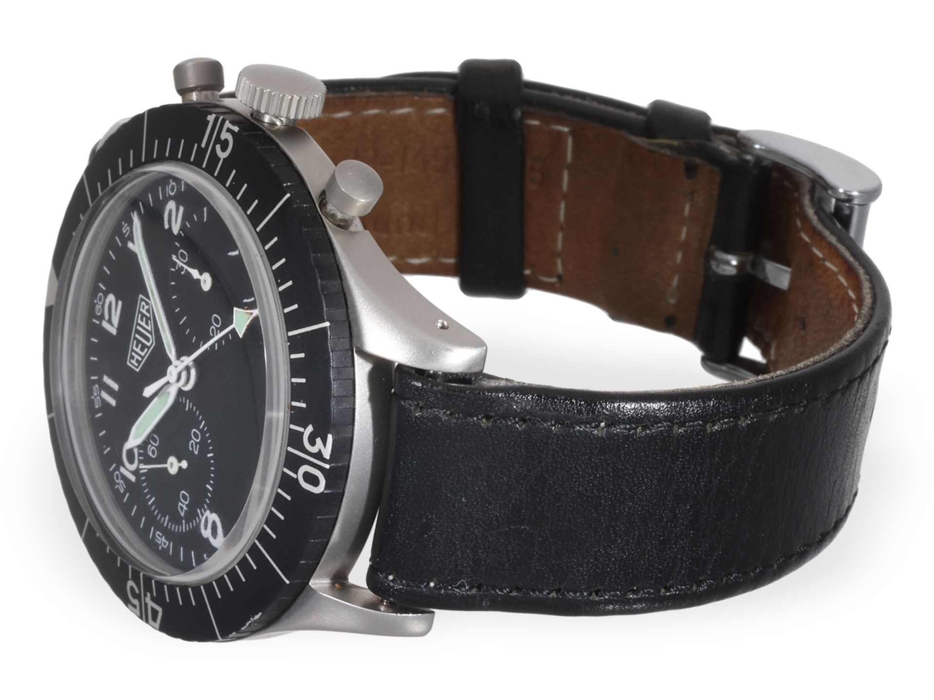 Wristwatch: Heuer Bundeswehr Flyback Pilot's Chronograph, German Air Force, 1970s - Image 2 of 7