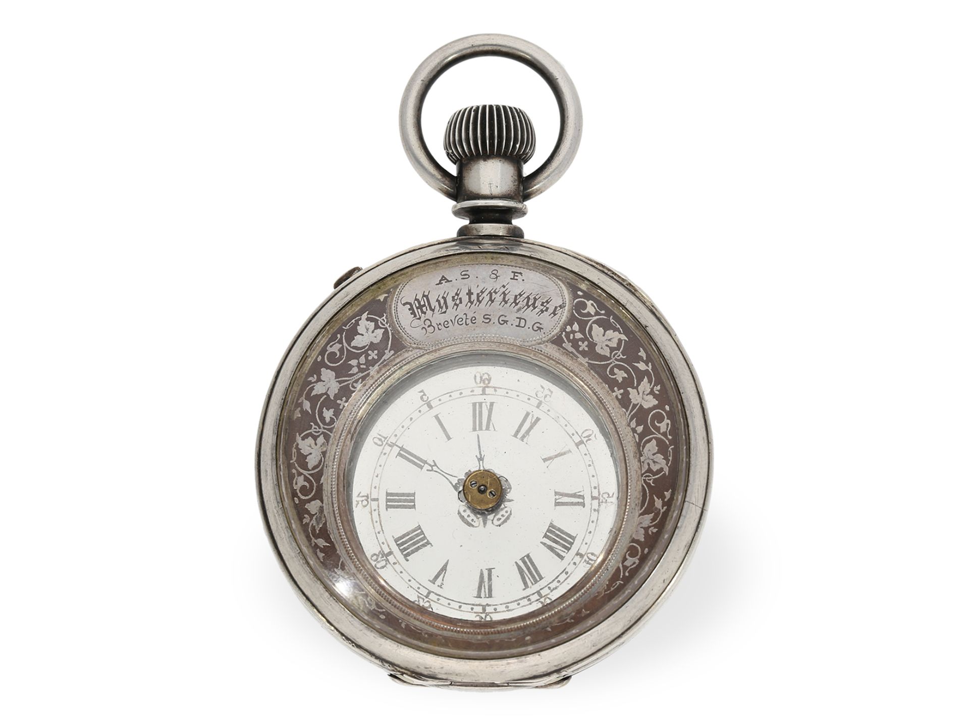 Taschenuhr: sehr seltene "Mysterieuse", um 1885, Armand Schwob Frères, La Chaux-De-Fonds - Bild 2 aus 2