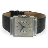 Armbanduhr: sehr schöner Parker Square Chronograph in Stahl, Val. 69, 1930er-Jahre