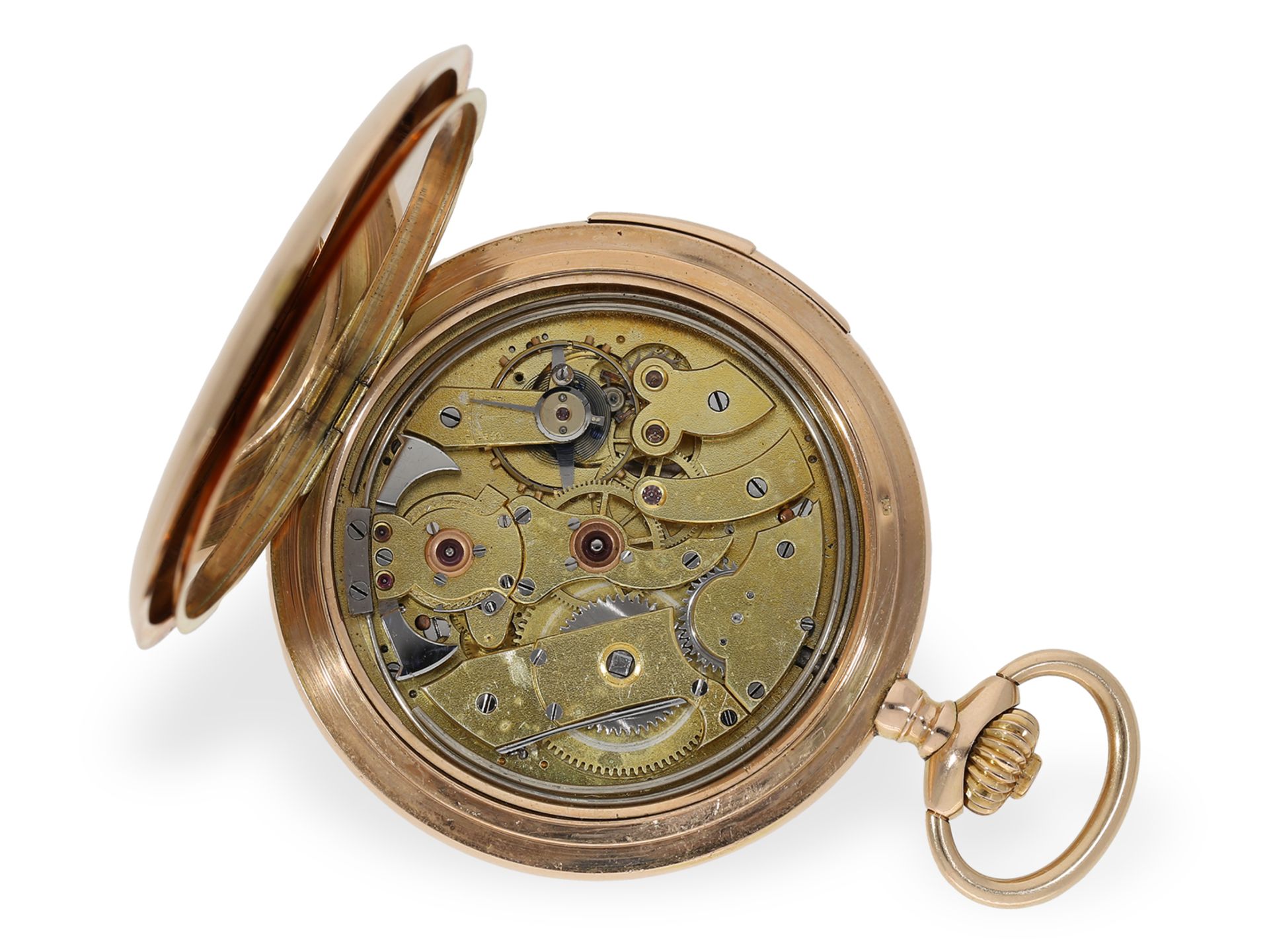 Pocket watch: very fine gold hunting case watch with quarter-hour repeater, probably Piguet calibre, - Image 2 of 6