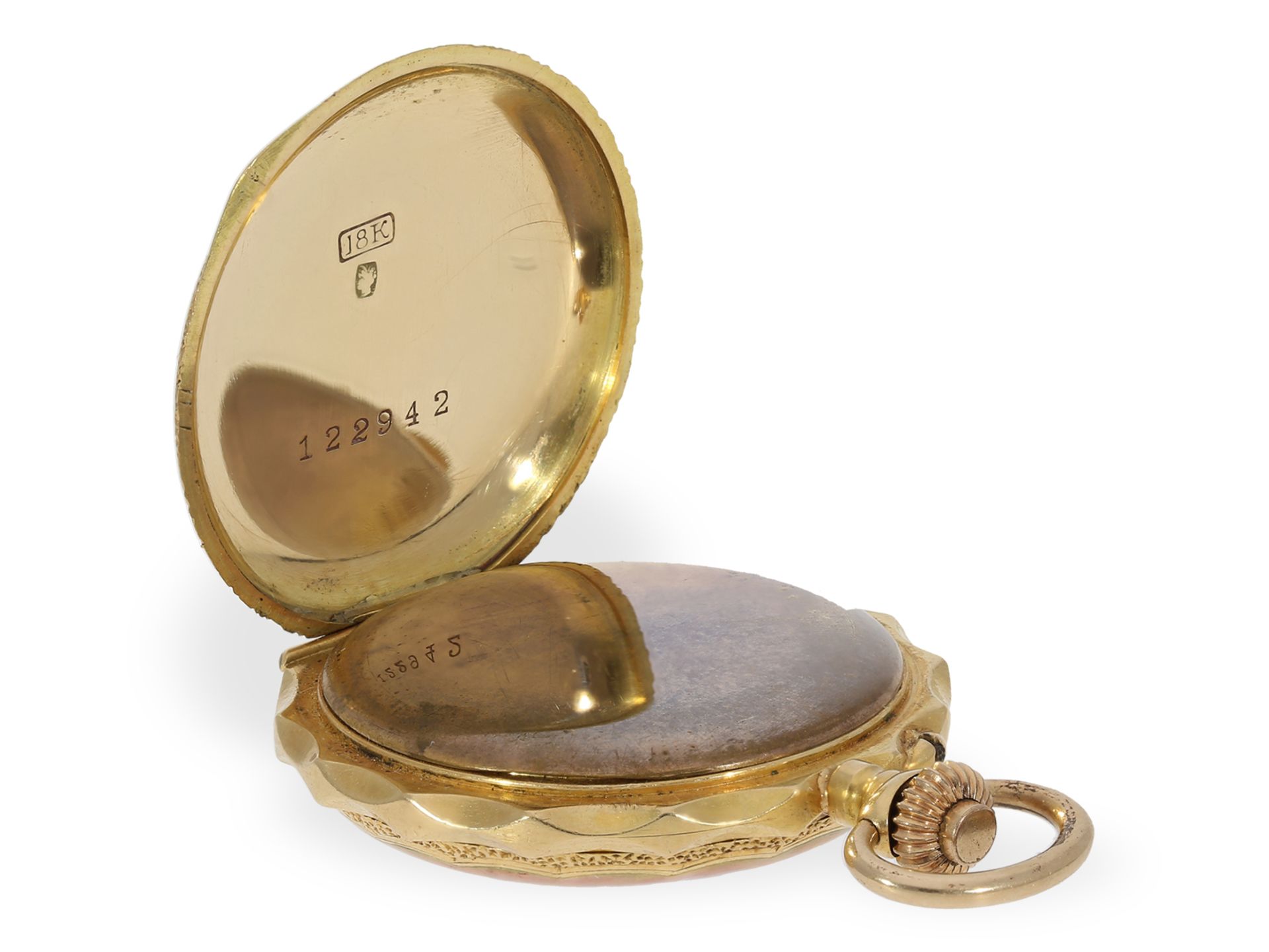 Pocket watch: extremely fine gold/enamel ladies' watch for the Chinese market, ca. 1900 - Image 5 of 6
