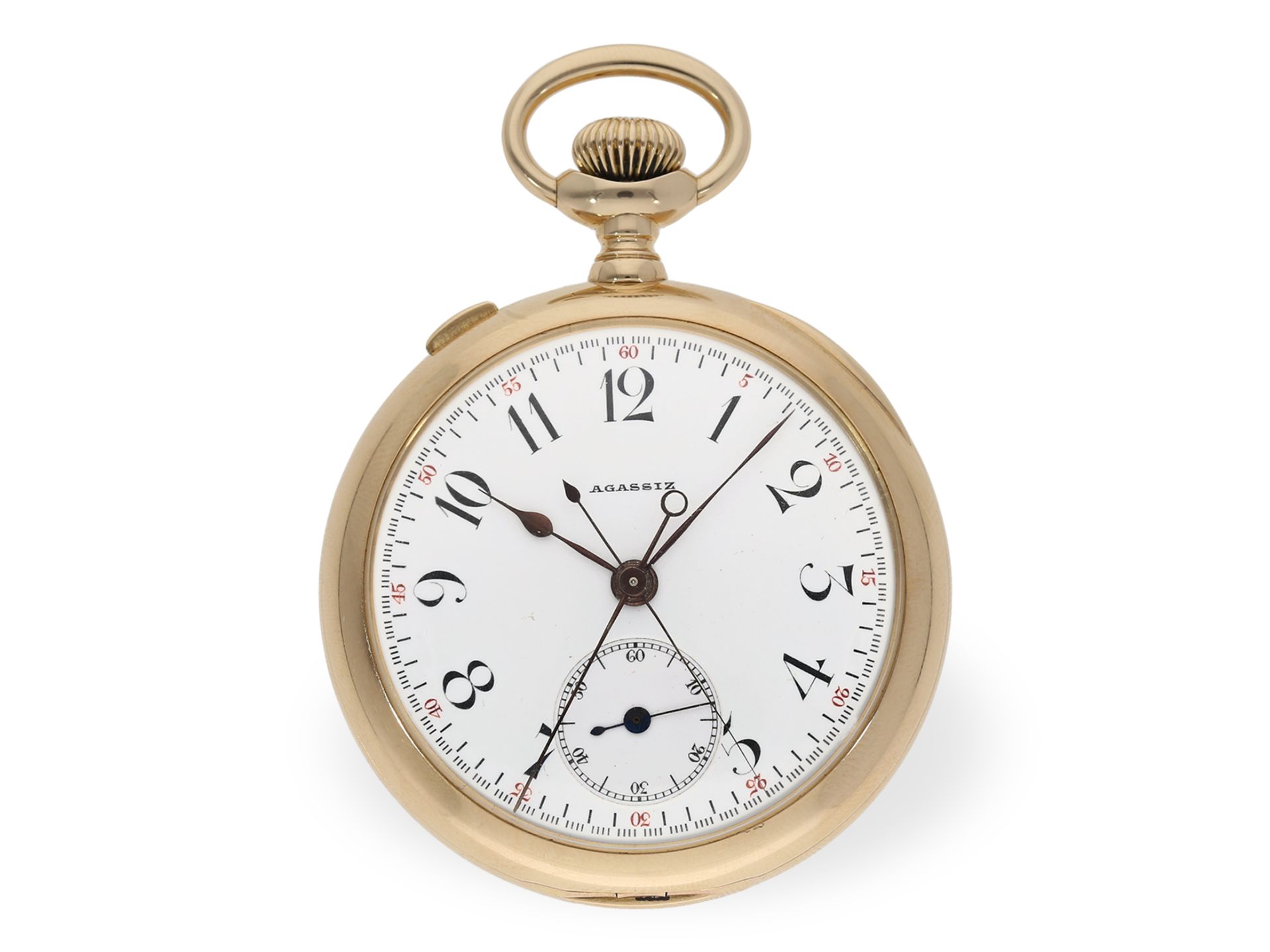 Pocket watch: quality chronograph rattrapante in very beautiful condition, Agassiz ca. 1910