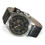 Armbanduhr: übergroßer Lemania-Chronograph mit seltenem schwarzen Zifferblatt, ca. 1950er-Jahre