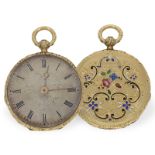 Taschenuhr: äußerst seltene Gold/Emaille-Miniaturuhr "21mm", ca. 1830