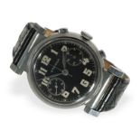 Armbanduhr: sehr seltener, übergroßer Eterna Chronograph in Stahl, Spezialgehäuse, ca. 1940er-Jahre