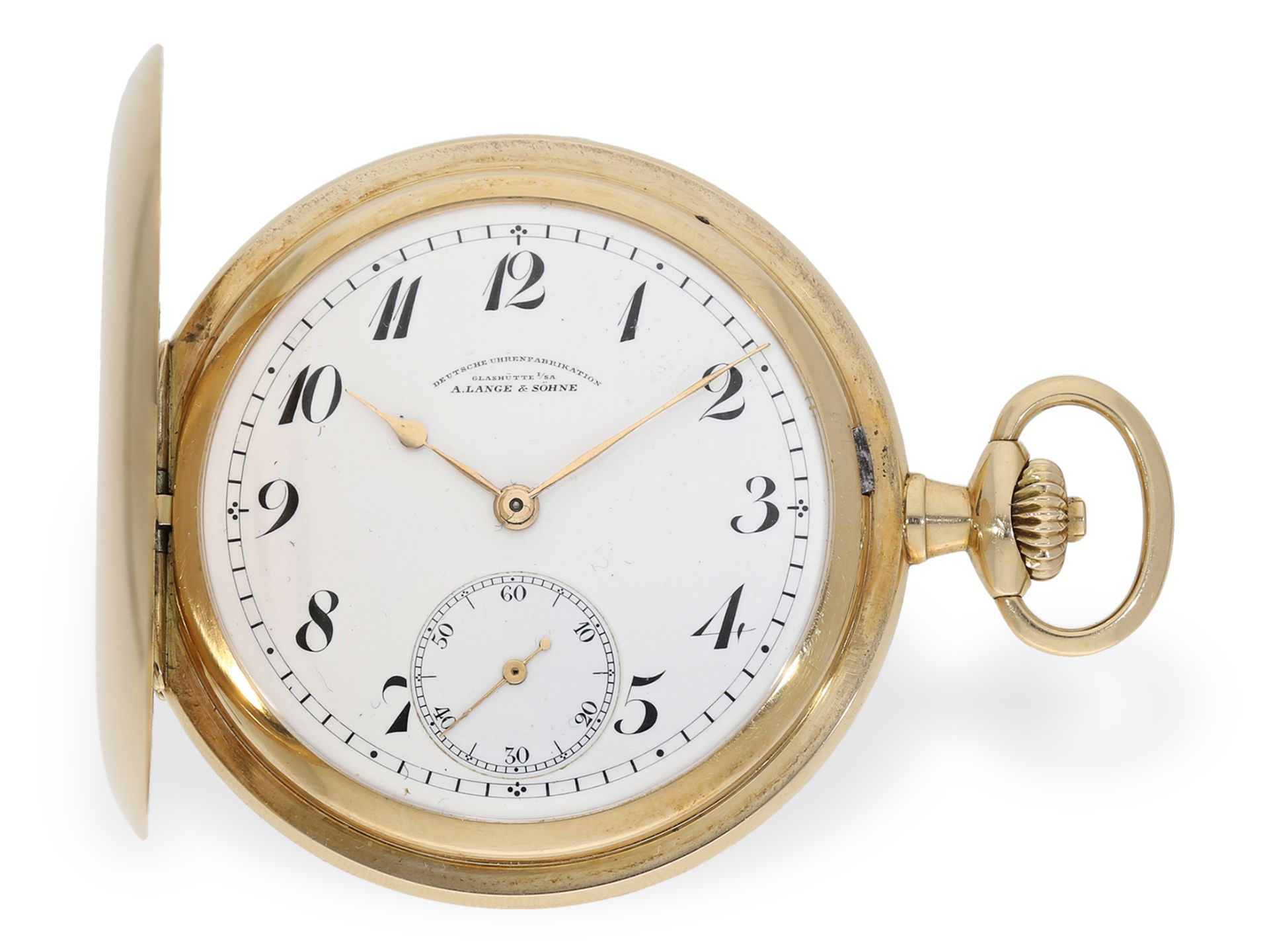 Pocket watch: very well preserved A. Lange & Söhne gold hunting case watch from 1926, collector's wa