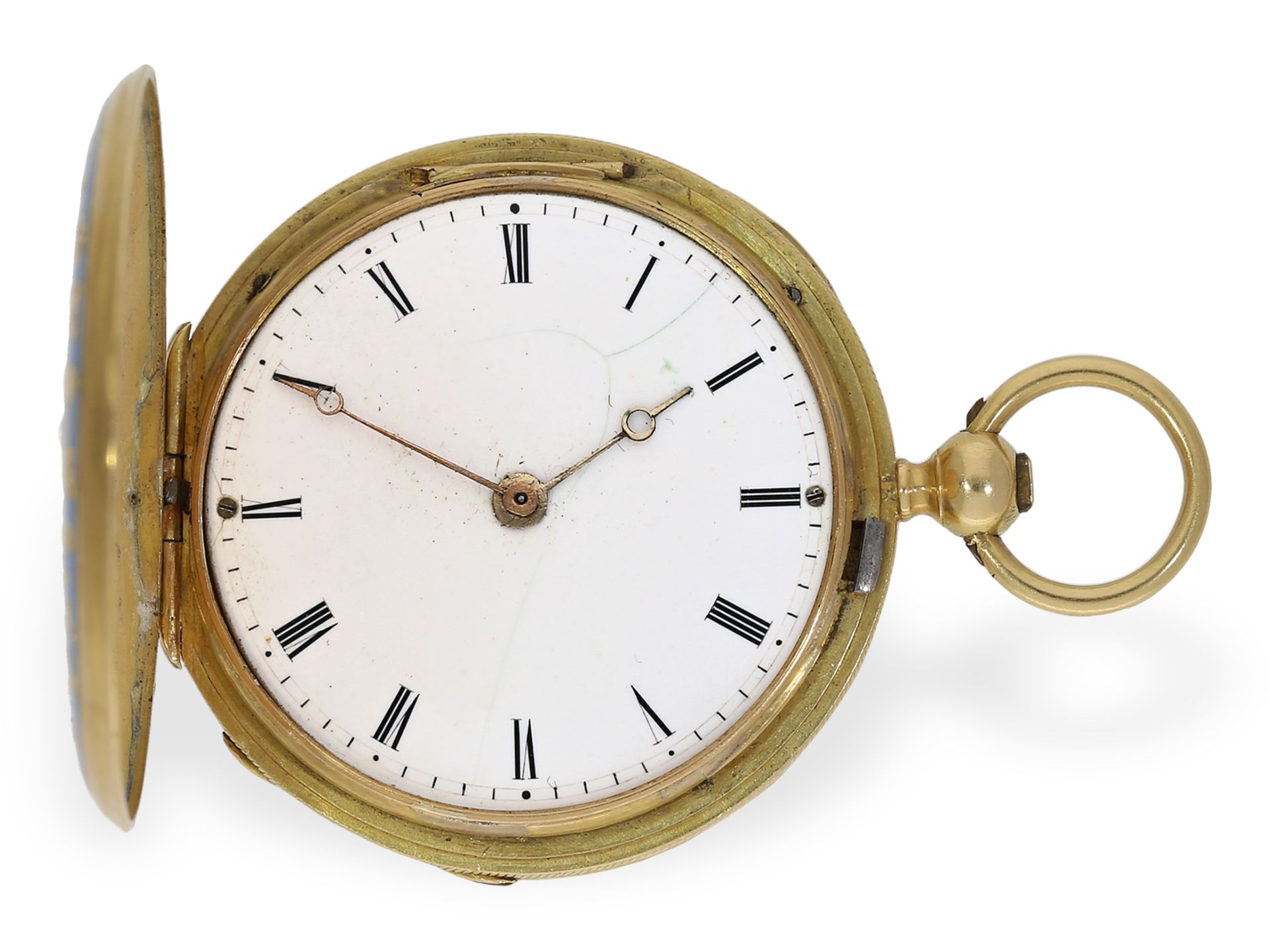 Pocket watch: top-quality gold/enamel hunting case watch, Henry Capt Geneve, ca. 1830 - Image 4 of 10