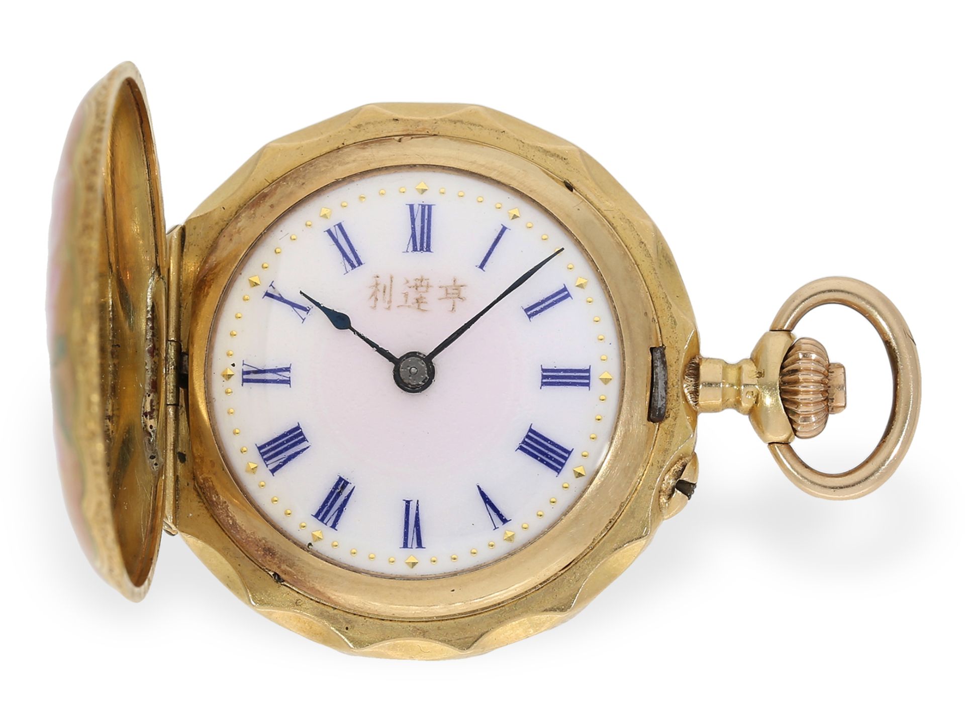 Pocket watch: extremely fine gold/enamel ladies' watch for the Chinese market, ca. 1900 - Image 3 of 6